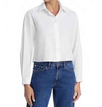 Perfectwhitetee Naomi Poplin Shirt In White In Purple