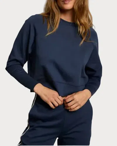 Perfectwhitetee Nell Travel Crewneck Sweatshirt In Navy In Blue
