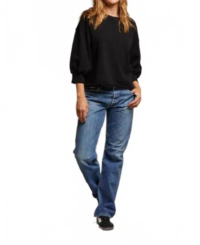 Perfectwhitetee Niall 3/4 Sleeve Sweatshirt In True Black