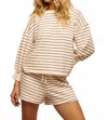 Perfectwhitetee Tyler Terry Pullover Sweatshirt In Red/natural Stripe In White