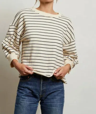 Perfectwhitetee Niall Top In Natural/night Stripe In White