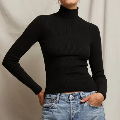Perfectwhitetee Noelle Rib Turtleneck In True Black