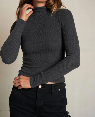 Perfectwhitetee Noelle Rib Turtleneck Sweater In Charcoal In Pink