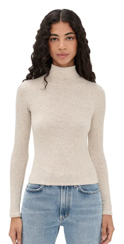 Perfectwhitetee Noelle Sweater Rib Turtleneck Oatmeal In Neutral