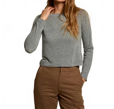 Perfectwhitetee Parker Long Sleeve Boat Neck Top In Heather Grey In Gray