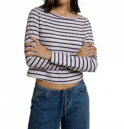 Perfectwhitetee Parker Tee In Ultraviolet Stripe In White