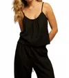 Perfectwhitetee Paulette Linen Tank Top In True Black In Black