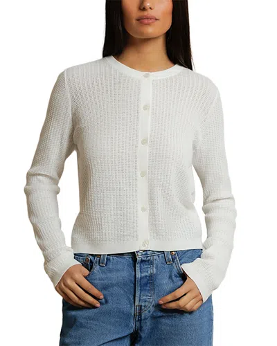 Perfectwhitetee Pointelle Button Down Long Sleeve Sweater In White