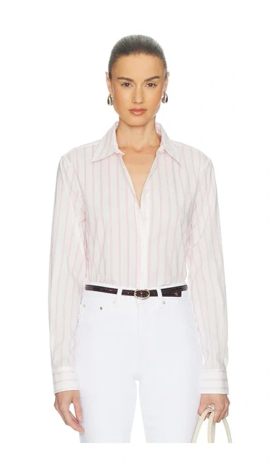 Perfectwhitetee Poplin Slim Fit Button Down In Sugar Pink Stripe