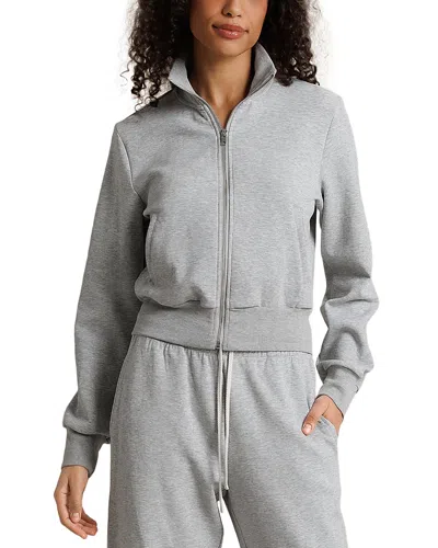 Perfectwhitetee Pureform Long Sleeve Cotton Stretch Track Jacket In Gray