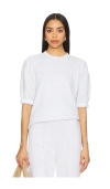 Perfectwhitetee Rebecca French Terry Puff Sleeve Sweatshirt In White In Light Grey