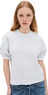 Perfectwhitetee Rebecca French Terry Puff Sleeve Sweatshirt In White In Ash