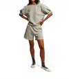 Perfectwhitetee Rebecca French Terry 3/4 Puff Sleeve Sweatshirt In Heather Grey In Gray