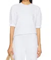 Perfectwhitetee Rebecca French Terry Puff Sleeve Sweatshirt In White In White