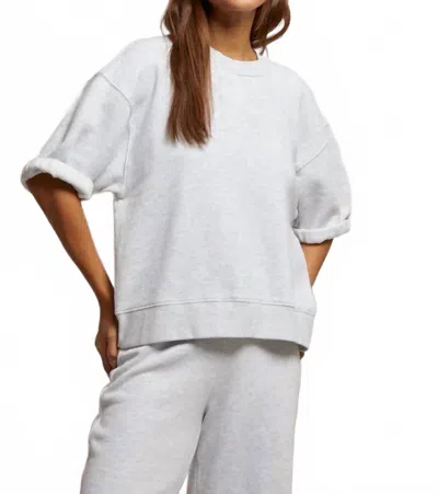 Perfectwhitetee Rebecca Rolled Crew Neck In Ash In Gray