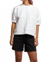 Perfectwhitetee Rebecca Ss Rolled Crew Neck Sweatshirt In White In White