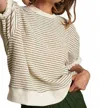 Perfectwhitetee Rebecca Stripe Cotton Short Sleeve Sweatshirt In Green Stripe In White