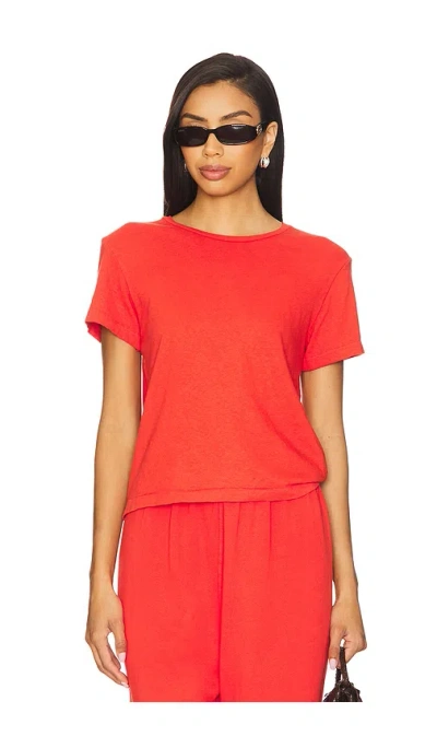 Perfectwhitetee Recycle Cotton Slim Crew Tee In Poppy Red