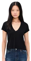 Perfectwhitetee Recycled Cotton V Neck Tee True Black In Black