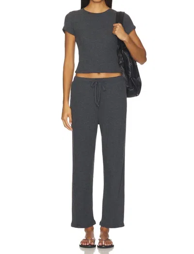 Perfectwhitetee Remi Drawstring Pant In Charcoal