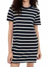 Perfectwhitetee Rhett Dress In Navy/natural Stripe In Multi