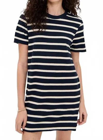 Perfectwhitetee Rhett Dress In Navy/natural Stripe In Multi