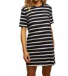 Perfectwhitetee Rhett Recycled Cotton Striped Dress In Navy Stripe In Multi
