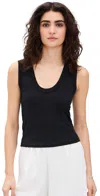 Perfectwhitetee Annie Ribbed Tank Top In Black In True Black