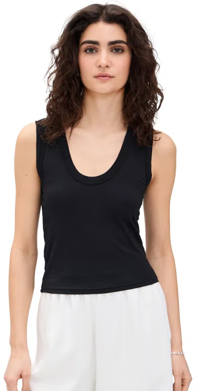 Perfectwhitetee Annie Ribbed Tank Top In Black