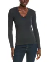 Perfectwhitetee Rib Stripe Luxe U-neck T-shirt In Black