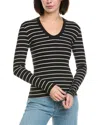 Perfectwhitetee Rib Stripe Luxe U-neck T-shirt In Black