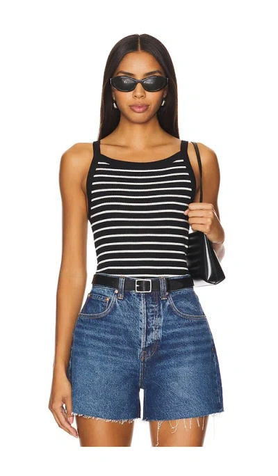 Perfectwhitetee Rib Stripe Tank Top In Black