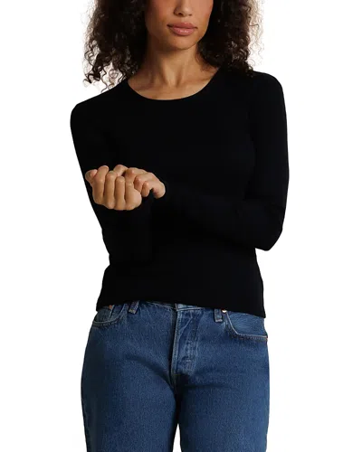 Perfectwhitetee Ribbed Long Sleeve Crewneck Tee In Black