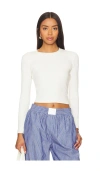 PERFECTWHITETEE RIBBED LONG SLEEVE STRUCTURED TEE