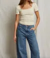 PERFECTWHITETEE RIKKI 90'S JERSEY TOP IN SUGAR