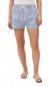 Perfectwhitetee Riley Woven Striped Shorts Chambray/putty Stripe In Multi