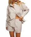 Perfectwhitetee James Button Down Shirt In Putty Stripe In White