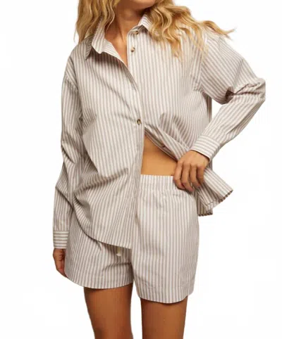 Perfectwhitetee Riley Woven Short In Putty Stripe In White