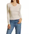 Perfectwhitetee Robyn Luxe Rib Long Sleeve Top In Sugar In Multi