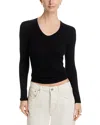 Perfectwhitetee Robyn Luxe Rib Long Sleeve U Neck Tee In Black