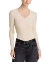 Perfectwhitetee Robyn Luxe Rib Long Sleeve U Neck Tee In Neutral