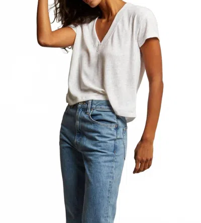 Perfectwhitetee Rosie Linen Jersey V-neck Tee In Oatmeal In White