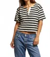 Perfectwhitetee Sarah Crewneck Tee In Henri Stripe Organic In Multi