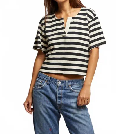 Perfectwhitetee Sarah Oversized Crew In Black & Natural In Multi