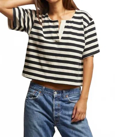 Perfectwhitetee Sarah Soft Recycled Cotton In Black Natural Stripe