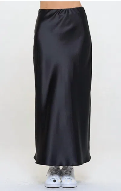Perfectwhitetee Satin Bias Skirt In Black