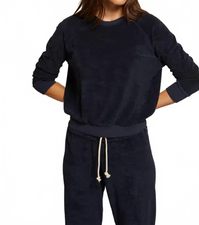Perfectwhitetee Saylor Loop Terry Sweatshirt In Navy In Blue