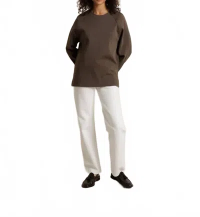 Perfectwhitetee Sevilla Raglan Sweatshirt In Dark Olive In Brown