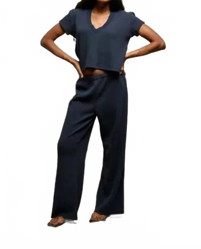Perfectwhitetee Shane Waffle Drawcord Pant In Navy In Blue