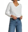 Perfectwhitetee Viola V-neck Rib Long Sleeve In White In White